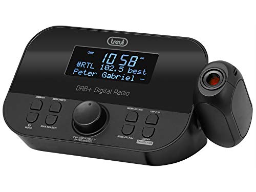 Trevi RC 85D8 DAB, Wecker mit Deckenprojektor, DAB/DAB+ FM RDS-Empfänger, Radiosenderspeicher, doppelter Wecker, Snooze- und Sleep-Funktionen, LED-Display, inklusive Netzteil, Schwarz von Trevi