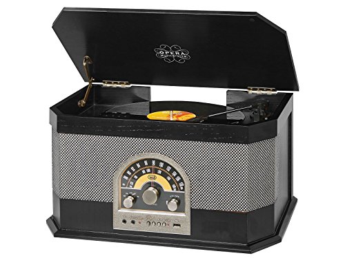 Trevi TT 1040 BT Stereo-Plattenspieler aus Holz mit MP3, USB, AUX-In, Bluetooth, AM/FM-Radio, Kopfhörerbuchse, Schwarz Trevi TT 1040 BT Stereo-Plattenspieler aus Holz mit MP3, USB, AUX-In, Bluetooth, AM/FM-Radio, Kopfhörerbuchse, Schwarz von Trevi