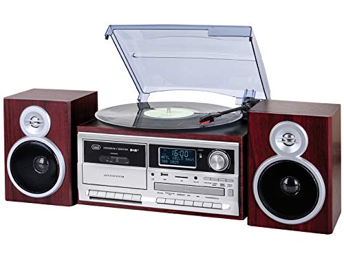 Trevi TT 1072 DAB, 33, 45 und 78 RPM Vinyl-Plattenspieler, Kabelloser Vinyl-Player, CD- und MP3-Player, USB und SD, 25W, Digitalradio DAB/DAB+ FM, Kopfhörerbuchse, Bassreflex-Lautsprecher, Holz Trevi TT 1072 DAB, 33, 45 und 78 RPM Vinyl-Plattenspieler, Kabelloser Vinyl-Player, CD- und MP3-Player, USB und SD, 25W, Digitalradio DAB/DAB+ FM, Kopfhörerbuchse, Bassreflex-Lautsprecher, Holz von Trevi
