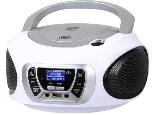 Trevi CMP 510 DAB, tragbares Stereo, Radio mit CD-Player, MP3-Player, DAB+ / FM-Radio, USB-Eingänge und AUX-IN, digitales Display mit LED-Punkt-Matrix, hohe Lesbarkeit, schwenkbare Teleskopantenne, von Trevi