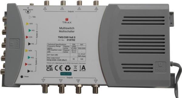 Triax TMS/CKR 9x8 S Satblock-Verteilung 5 Eingänge 8 Ausgänge (318702) von Triax