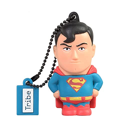 Tribe Warner Bros DC Comics Superman USB Stick 16GB Speicherstick 2.0 High Speed Pendrive Memory Stick Flash Drive, Lustige Geschenke 3D Figur, USB Gadget aus Hart-PVC mit Schlüsselanhänger – Mehrfarbig von Tribe