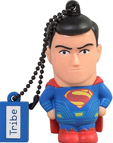 Tribe Warner Bros. DC Comics Superman 16-GB-Stick USB-Speicher-Flash-Laufwerk mit Schlüsselanhänger - Mehrfarbig, Schwarz von Tribe