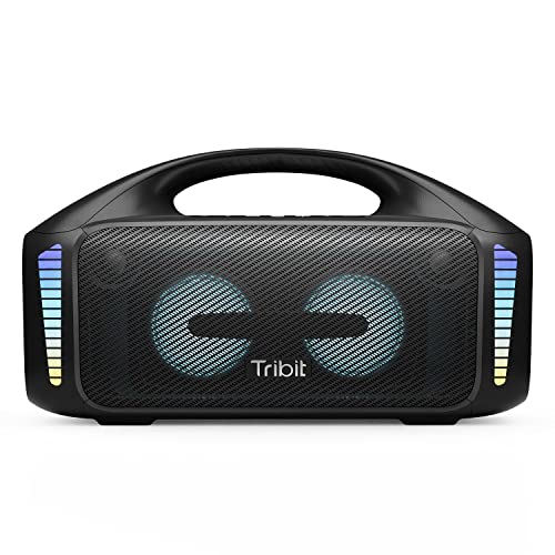 Tribit Bluetooth Lautsprecher StormBox Blast,Tragbarer Party Lautsprecher 90W Lauter Stereo Sound mit XBass LED-Lichtshow Bluetooth 5.3,Wasserdichter IPX7,TWS,30 Stunden Spielzeit für Draußen von Tribit