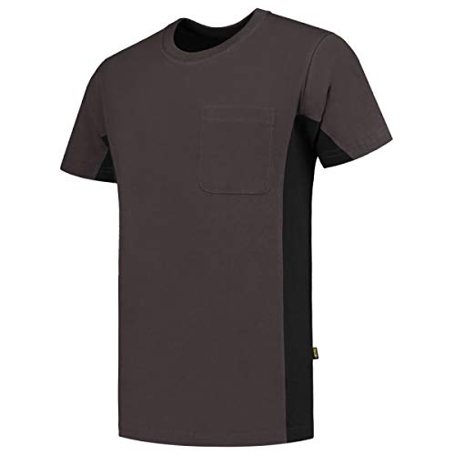 Tricorp 102002 Workwear Bicolor Brusttasche T-Shirt, 100% Gekämmte Baumwolle, 190g/m², Dunkelgrau-Schwarz, Größe 3XL von Tricorp