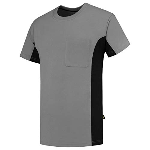 Tricorp 102002 Workwear Bicolor Brusttasche T-Shirt, 100% Gekämmte Baumwolle, 190g/m², Grau Schwarz, Größe 4XL von Tricorp