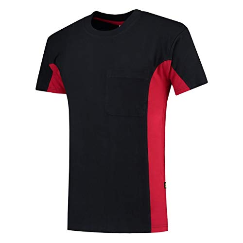 Tricorp 102002 Workwear Bicolor Brusttasche T-Shirt, 100% Gekämmte Baumwolle, 190g/m², Marine-Rot, Größe 5XL von Tricorp