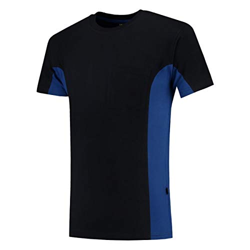 Tricorp 102002 Workwear Bicolor Brusttasche T-Shirt, 100% Gekämmte Baumwolle, 190g/m², Navy-Königsblau, Größe 5XL von Tricorp