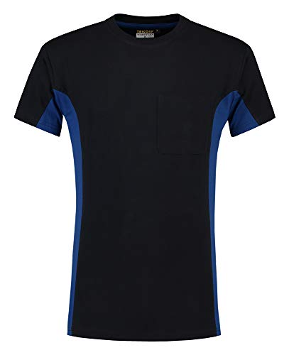 Tricorp 102002 Workwear Bicolor Brusttasche T-Shirt, 100% Gekämmte Baumwolle, 190g/m², Navy-Königsblau, Größe 7XL von Tricorp