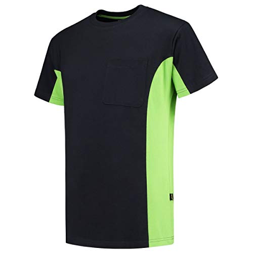 Tricorp 102002 Workwear Bicolor Brusttasche T-Shirt, 100% Gekämmte Baumwolle, 190g/m², Navy-Lime, Größe 4XL von Tricorp