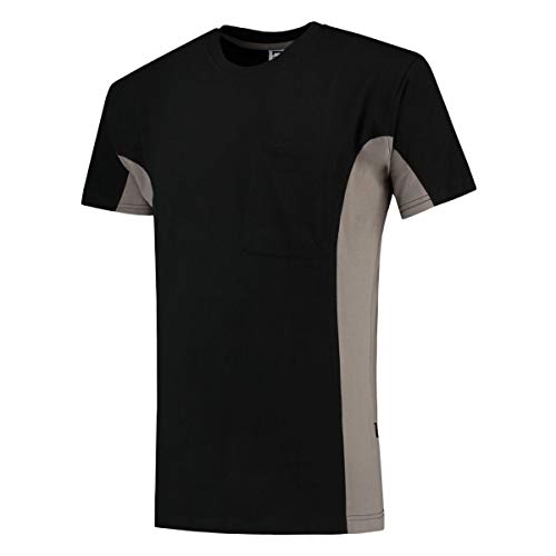 Tricorp 102002 Workwear Bicolor Brusttasche T-Shirt, 100% Gekämmte Baumwolle, 190g/m², Schwarzgrau, Größe XS von Tricorp