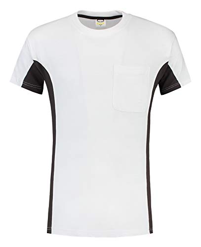 Tricorp 102002 Workwear Bicolor Brusttasche T-Shirt, 100% Gekämmte Baumwolle, 190g/m², Weiß-Dunkelgrau, Größe 5XL von Tricorp
