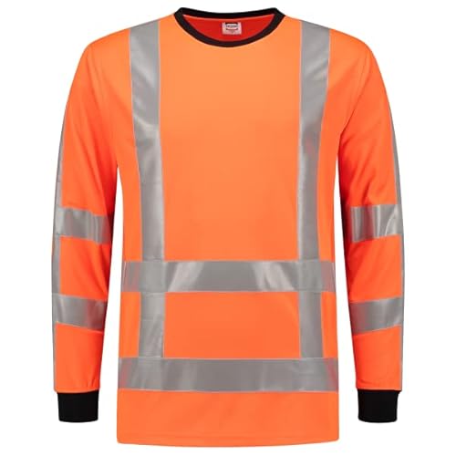 Tricorp 103002 Safety EN ISO 20471 Birdseye Langarm T-Shirt, 50% Polyester/50% Polyester, CoolDry, 180g/m², Fluororange, Größe 8XL von Tricorp