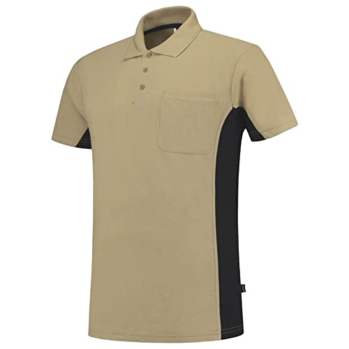 Tricorp 202002 Workwear Bicolor Brusttasche Poloshirt, 50% Gekämmte Baumwolle/50% Polyester, 180g/m², Khaki-Schwarz, Größe XL von Tricorp