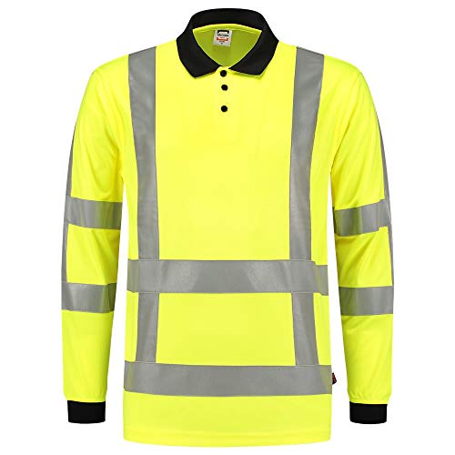 Tricorp 203005 Safety EN ISO 20471 Birdseye Langarm Poloshirt, 50% Polyester/50% Polyester, CoolDry, 180g/m², Fluorgelb, Größe XS von Tricorp