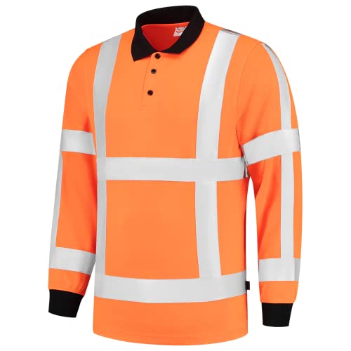 Tricorp 203005 Safety EN ISO 20471 Birdseye Langarm Poloshirt, 50% Polyester/50% Polyester, CoolDry, 180g/m², Fluororange, Größe 5XL von Tricorp