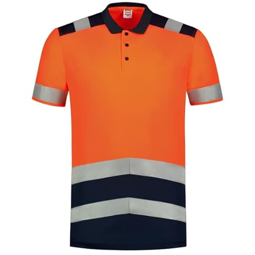 Tricorp 203007 Safety Warnschutz Bicolor Poloshirt, 50% Polyester/50% Polyester, CoolDry, 180g/m², Fluorrot-Tinte, Größe 6XL von Tricorp