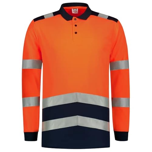 Tricorp 203008 Safety Warnschutz Bicolor Langarm Poloshirt, 50% Polyester/50% Polyester, CoolDry, 180g/m², Fluor Orange-Tinte, Größe 8XL von Tricorp