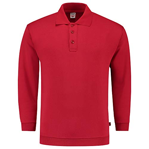 Tricorp 301005 Casual Polokragen und Bund Sweatshirt, 60% Gekämmte Baumwolle/40% Polyester, 280g/m², Rot, Größe L von Haas F1 Team