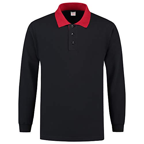 Tricorp 301006 Casual Polokragen Kontrast Sweatshirt, 60% Gekämmte Baumwolle/40% Polyester, 280g/m², Marine-Rot, Größe 3XL von Tricorp