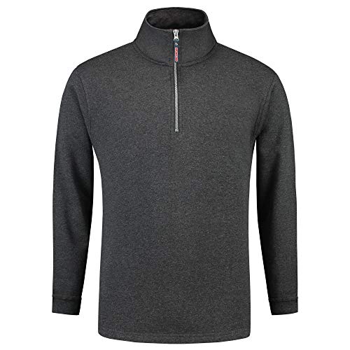 Tricorp 301010 Casual 1/4-Reissverschluss Sweatshirt, 60% Gekämmte Baumwolle/40% Polyester, 280g/m², Anthrazit Melange, Größe M von Tricorp