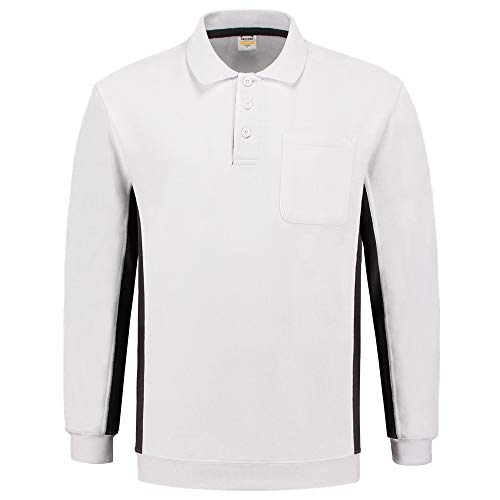 Tricorp 302001 Casual Polokragen Bicolor Brusttasche Sweatshirt, 60% Gekämmte Baumwolle/40% Polyester, 280g/m², Weiß-Dunkelgrau, Größe S von Tricorp