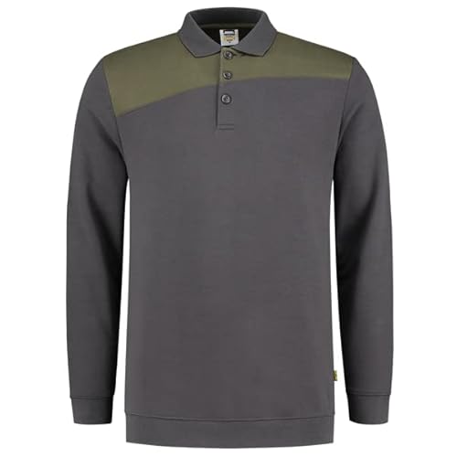 Tricorp 302004 Casual Polokragen Bicolor Quernaht Sweatshirt, 70% Gekämmte Baumwolle/30% Polyester, 280g/m², Navy-Königsblau, Größe S von Tricorp