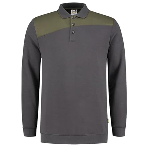 Tricorp 302004 Casual Polokragen Bicolor Quernaht Sweatshirt, 70% Gekämmte Baumwolle/30% Polyester, 280g/m², Schwarz Rot, Größe XL von Tricorp
