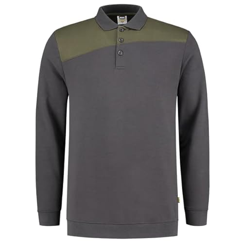 Tricorp 302004 Casual Polokragen Bicolor Quernaht Sweatshirt, 70% Gekämmte Baumwolle/30% Polyester, 280g/m², Schwarzgrau, Größe 4XL von Tricorp