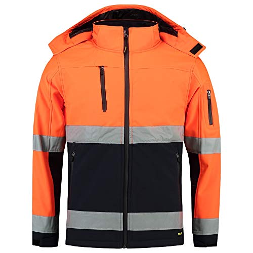 Tricorp 403007 Safety EN ISO 20471 Bicolor Softshelljacke, 100% Polyester + PU Membran, 300g/m², Fluor Orange-Navy, Größe XL von Tricorp