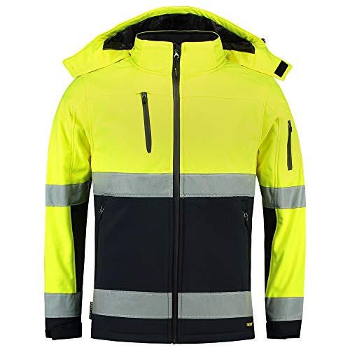 Tricorp 403007 Safety EN ISO 20471 Bicolor Softshelljacke, 100% Polyester + PU Membran, 300g/m², Fluorgelb-Marine, Größe M von Tricorp