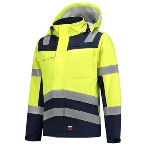 Tricorp 403011 Safety Multinorm Bicolor Softshelljacke, 100% Polyester + PU-Beschichtung Obermaterial, 60% Modacryl/38% Baumwolle/2% Ubrig Zwischenschicht, 350g/m², Fluorgelb-Tinte, Größe 3XL von Tricorp