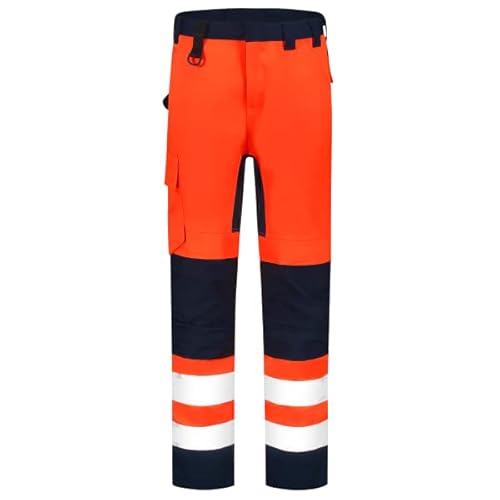 Tricorp 503011 Safety Warnschutz Bicolor Arbeitshose, 80% Polyester/20% Baumwolle, 100% Nylon (500D) Cordura, 280g/m², Fluorrot-Tinte, Größe 60 von Tricorp