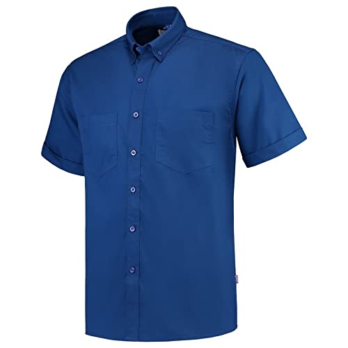 Tricorp 701001 Casual Kurzarm Arbeitshemd, 60% Baumwolle/40% Polyester, 150g/m², Fluor Königsblau, Größe XS von Tricorp