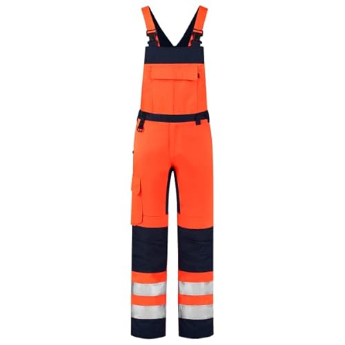 Tricorp 753005 Safety Warnschutz Bicolor Latzhose, 80% Polyester/20% Baumwolle, 100% Nylon (500D) Cordura, 280g/m², Fluorrot-Tinte, Größe 66 von Haas F1 Team