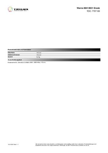 Trilux 7707100 Ersatzwanne Wanne 8841/8851 1St. von Trilux