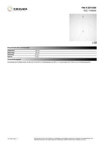 Trilux 7709500 Seilabhängung FN5 H ZST/2000 1St. Trilux 7709500 Seilabhängung FN5 H ZST/2000 1St. von Trilux