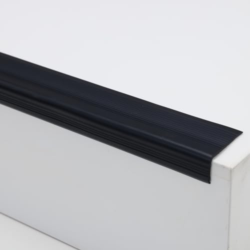 Trimold Vinyl-Anti-Rutsch-Treppenkante, selbstklebende, rutschfeste Treppenstufe, flexible Gummistufen, Kantenschutz-Formleiste für den Außen- und Innenbereich (10m, Schwarz) von Trimold