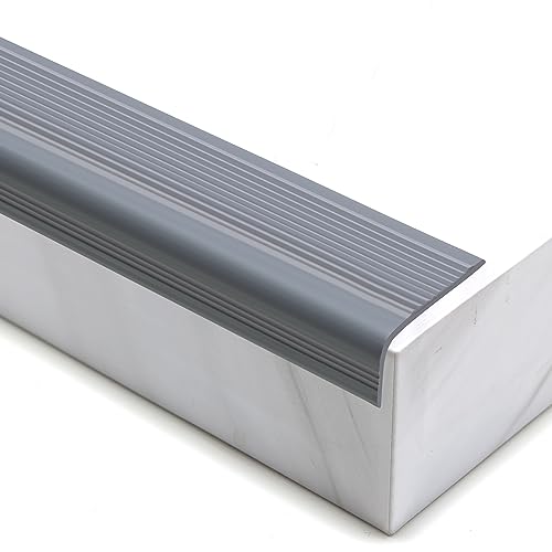 Trimold Vinyl-Anti-Rutsch-Treppenkante, selbstklebende, rutschfeste Treppenstufe, flexible Gummistufen, Kantenschutz-Formleiste für den Außen- und Innenbereich (5m, Grau) von Trimold