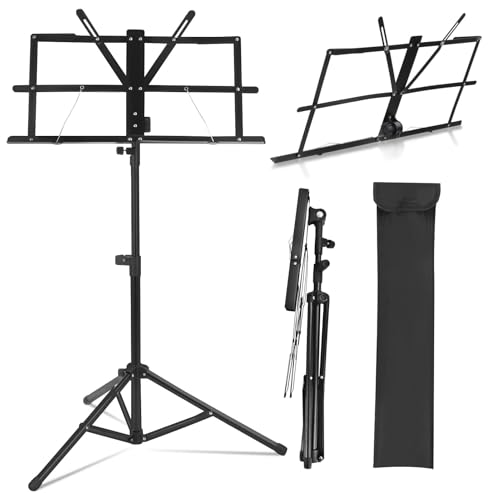 Trintion Notenständer 2-in-1-Klapp-Notenständer Musikständer Notenständer aus Metall Faltbarer Höhenverstellbar Notenständer mit Tragetasche von Trintion