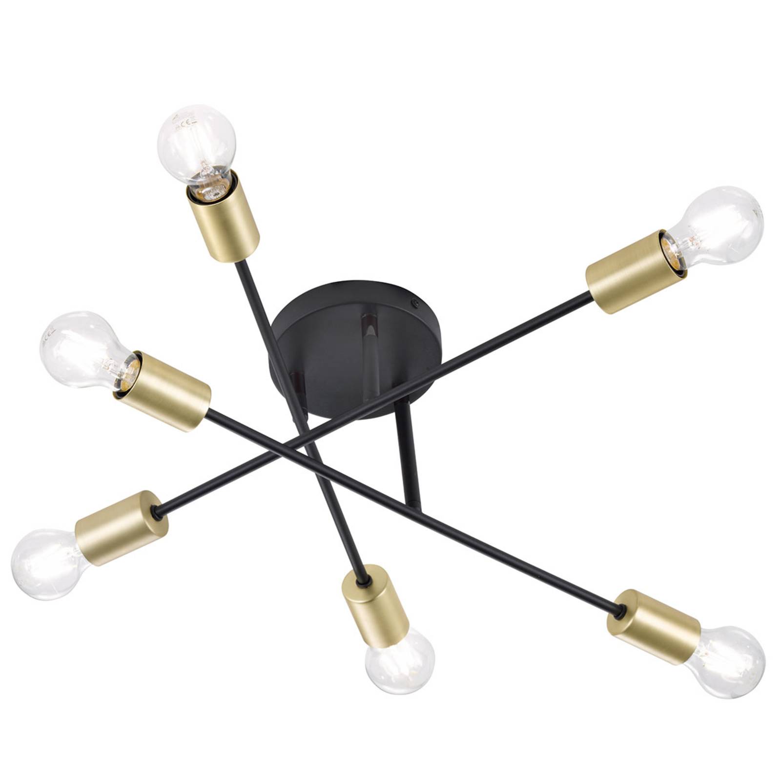 6-flammige Deckenleuchte Cross in Schwarz-Gold 6-flammige Deckenleuchte Cross in Schwarz-Gold von Trio Lighting