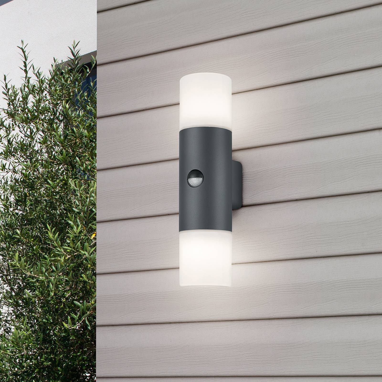 Außenwandleuchte Hoosic 2fl. anthrazit mit Sensor Außenwandleuchte Hoosic 2fl. anthrazit mit Sensor von Trio Lighting