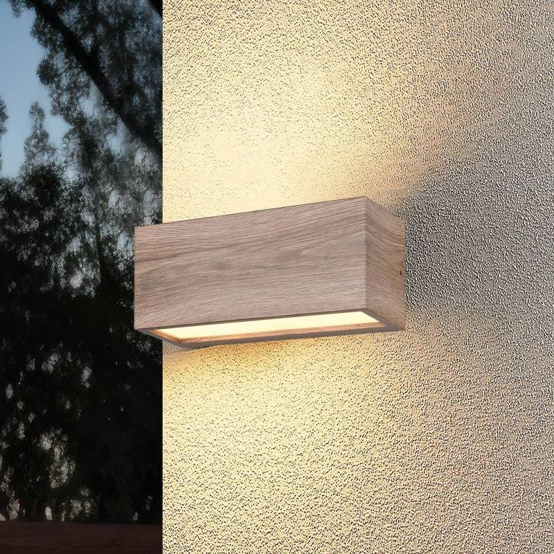 Außenwandleuchte Mayenne, holzfarben, Up- & Downlight, eckig von Trio Lighting