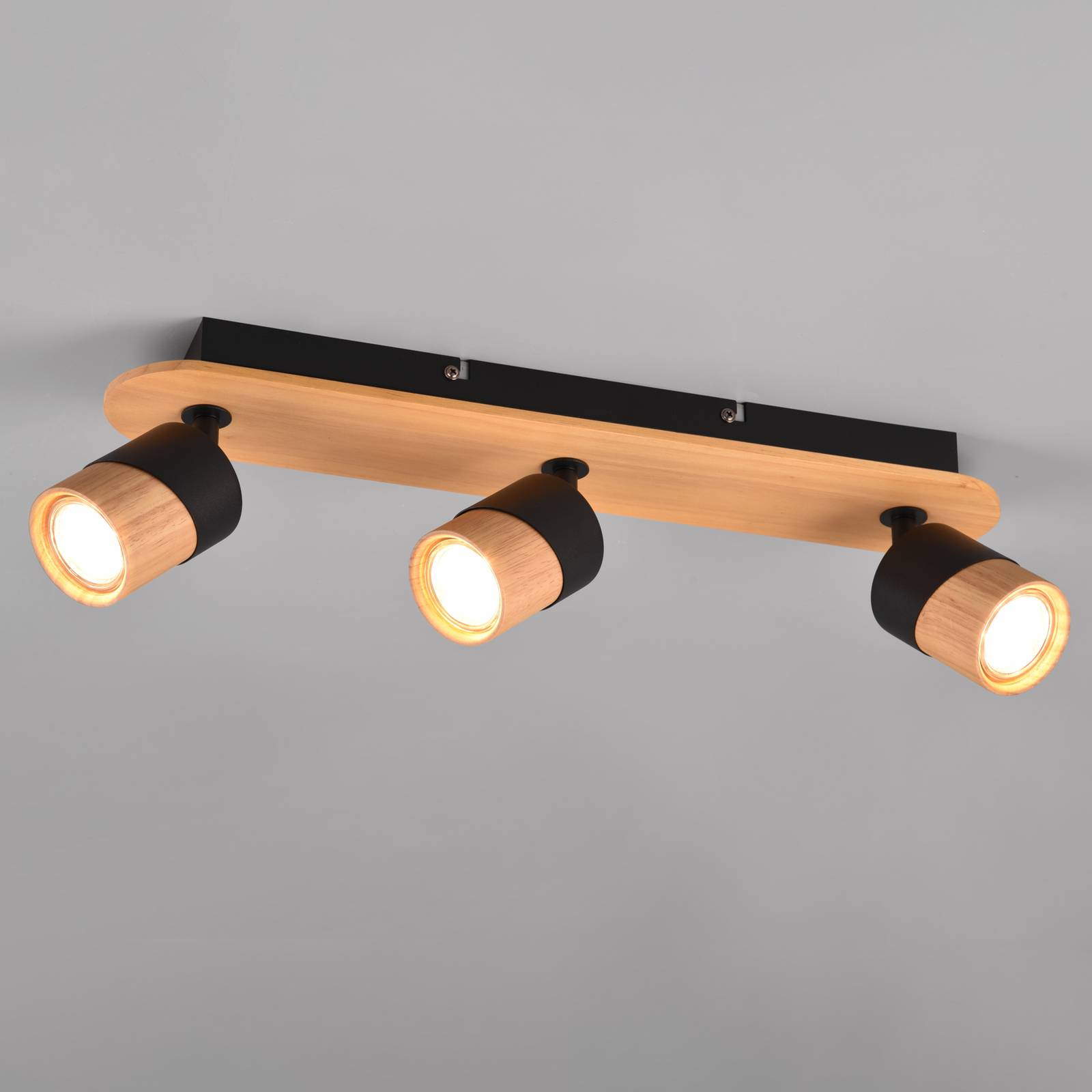 Deckenstrahler Aruni aus Holz, dreiflammig schwarz von Trio Lighting