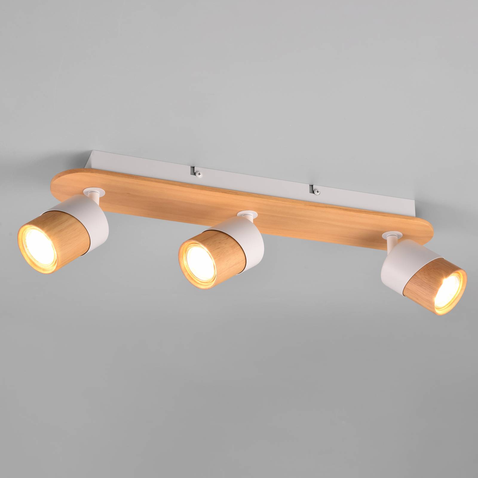 Deckenstrahler Aruni aus Holz, dreiflammig weiß von Trio Lighting