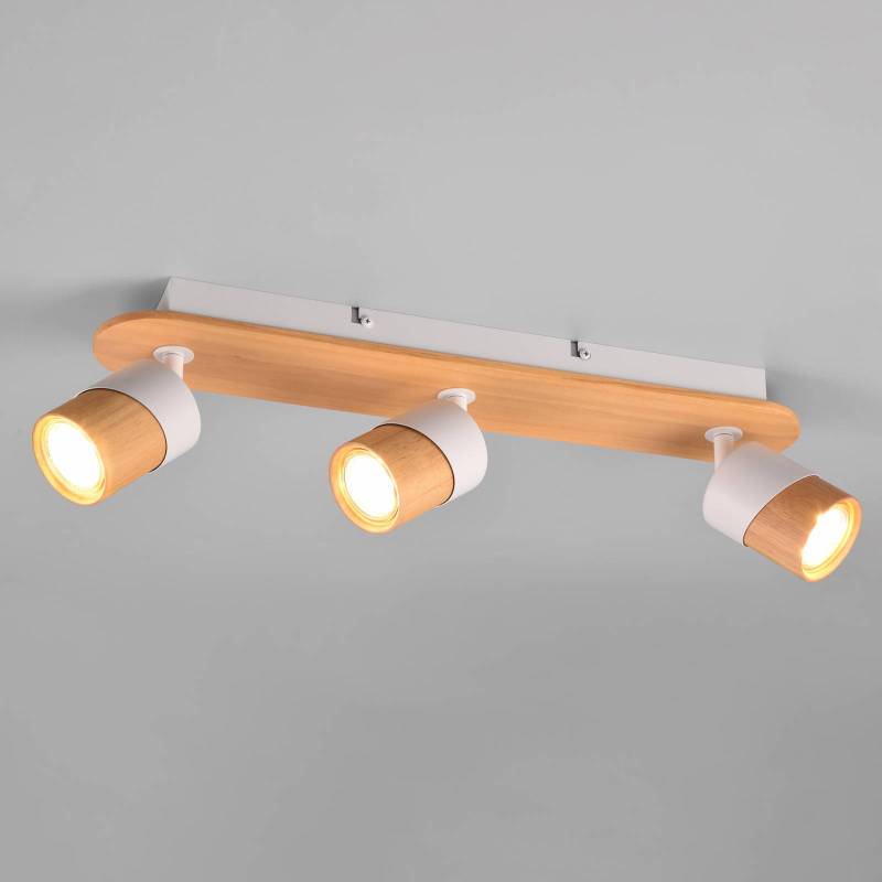 Deckenstrahler Aruni aus Holz, dreiflammig weiß von Trio Lighting