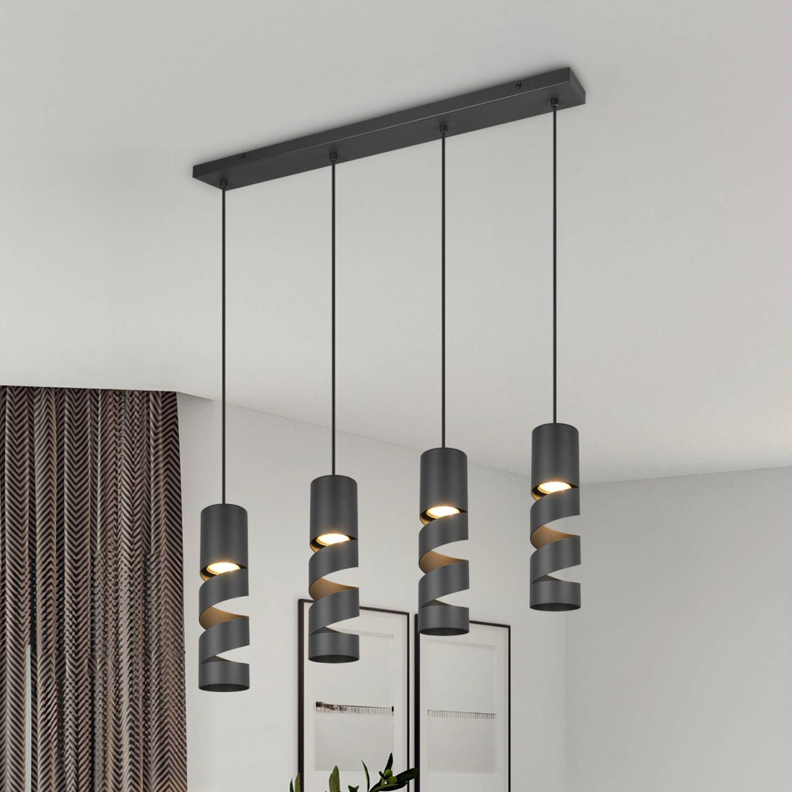 Hängelampe Stream, schwarz Länge 80 cm 4-flammig Metall GU10 Hängelampe Stream, schwarz Länge 80 cm 4-flammig Metall GU10 von Trio Lighting