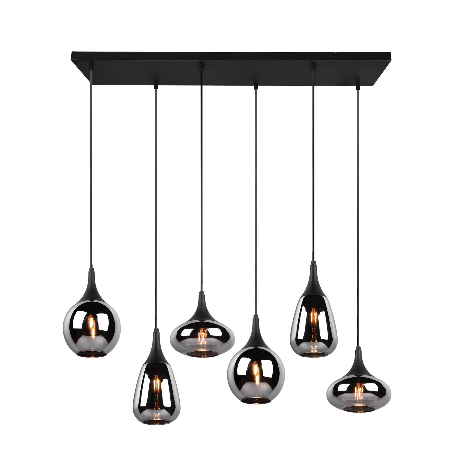 Hängeleuchte Lumina, 6-flammig, schwarz/chrom, Glas Hängeleuchte Lumina, 6-flammig, schwarz/chrom, Glas von Trio Lighting