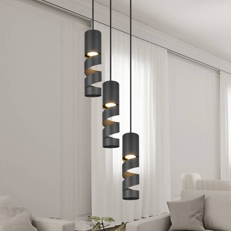Hängeleuchte Stream, schwarz, Ø 28 cm, 3-flg., Metall, GU10 von Trio Lighting
