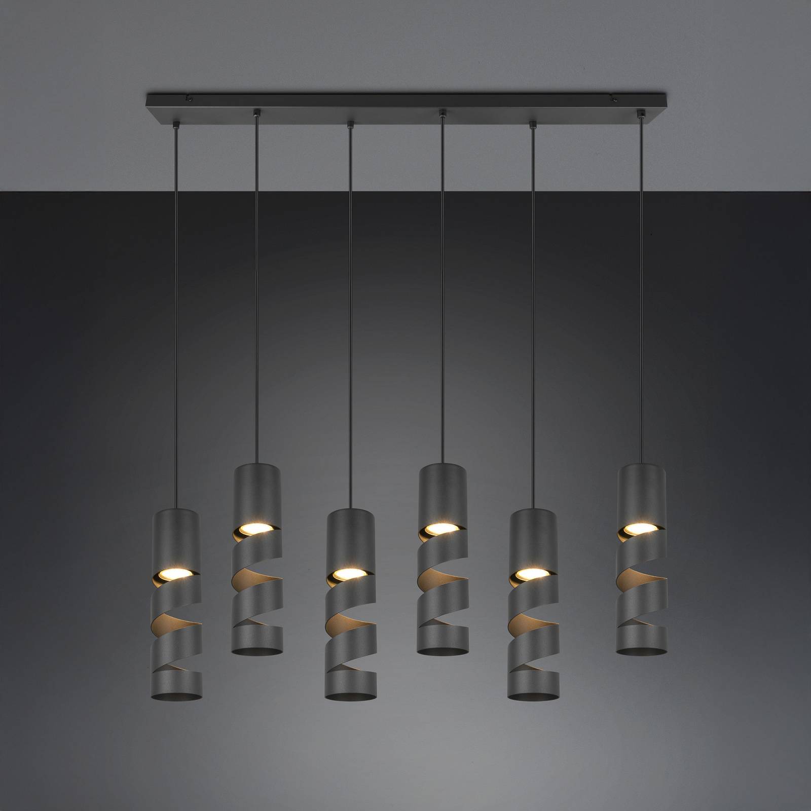 Hängeleuchte Stream, schwarz Länge 100 cm 6-flg. Metall GU10 Hängeleuchte Stream, schwarz Länge 100 cm 6-flg. Metall GU10 von Trio Lighting